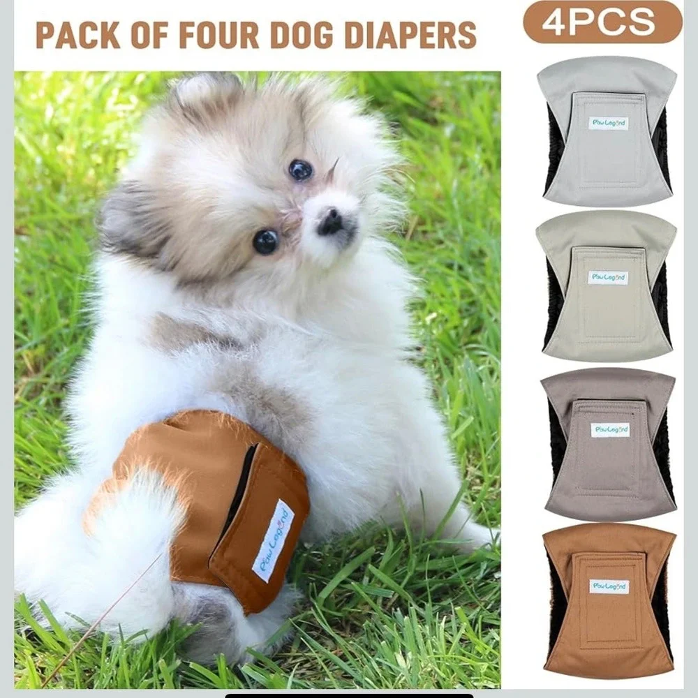Paw Legend Dog Diapers‎ Female Washable Reusable Pet Belly Bands 4 Pack